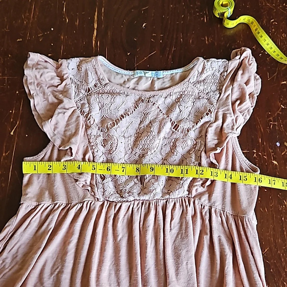 Jolt Peachy Boho Lace Ruffle Flutter Sleeve Top Large - Picture 8 of 9